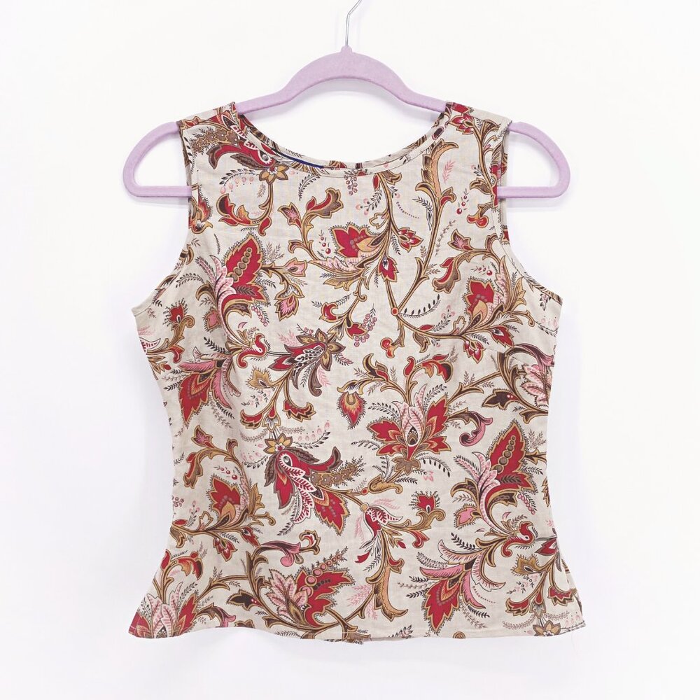 Charter Club 100% Linen Buttonback Tank Sz 4 - Picture 1 of 8